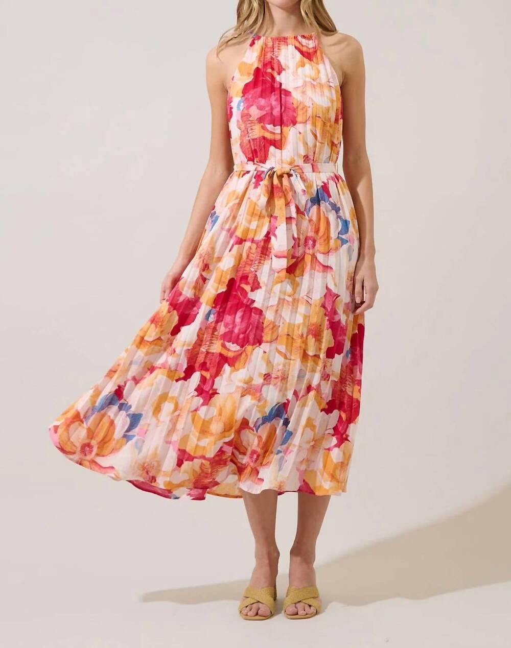 NEW SUGARLIPS maly pleated midi dress in coral